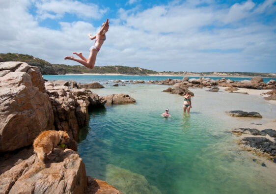 Swimming in a Rock Pool at Hillocks Drive