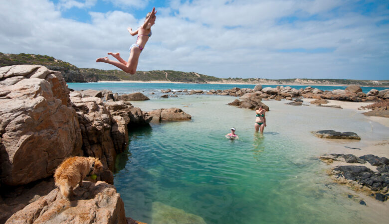 Swimming in a Rock Pool at Hillocks Drive