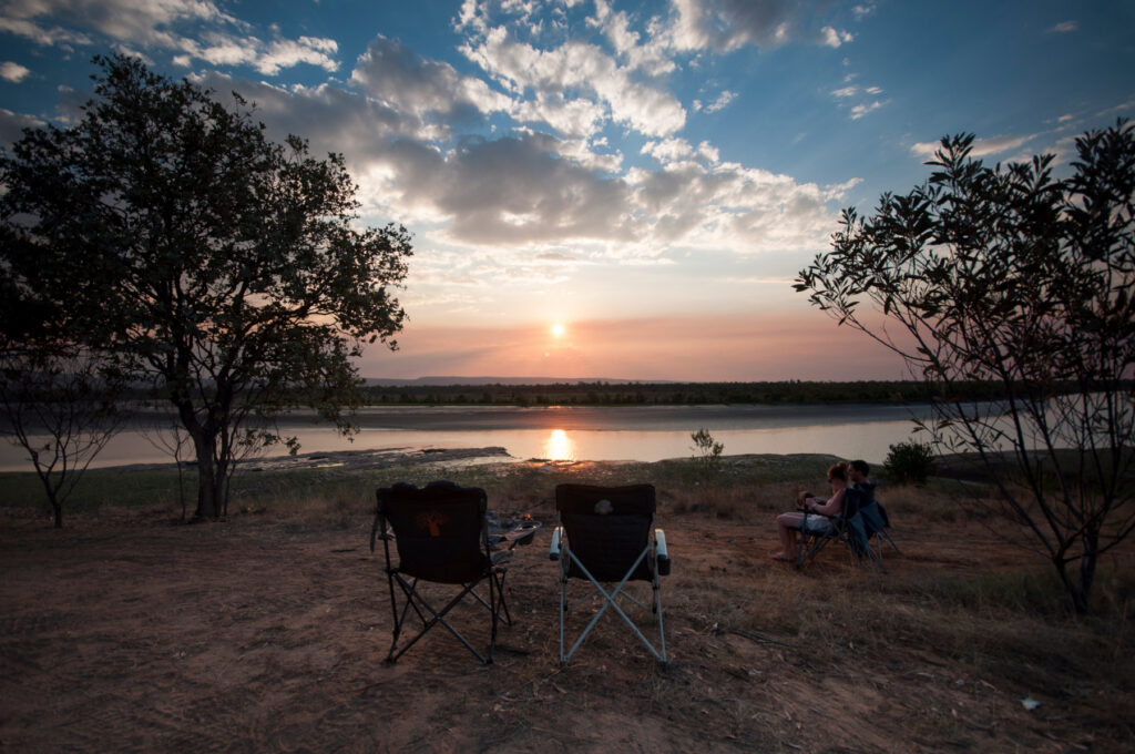 Camping on the Pentecost River at sunset