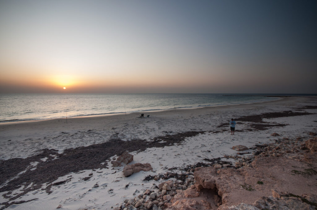 A sunset over the Beach nearby Tiparra Rocks camping area